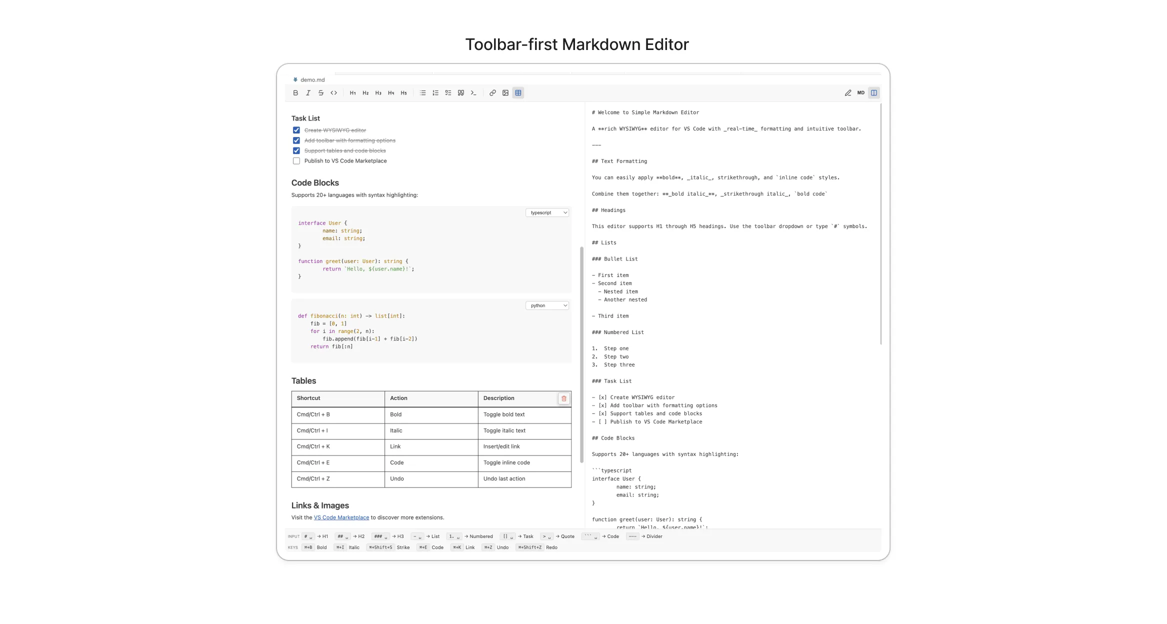 Simple Markdown Editor (VS Code Extension)